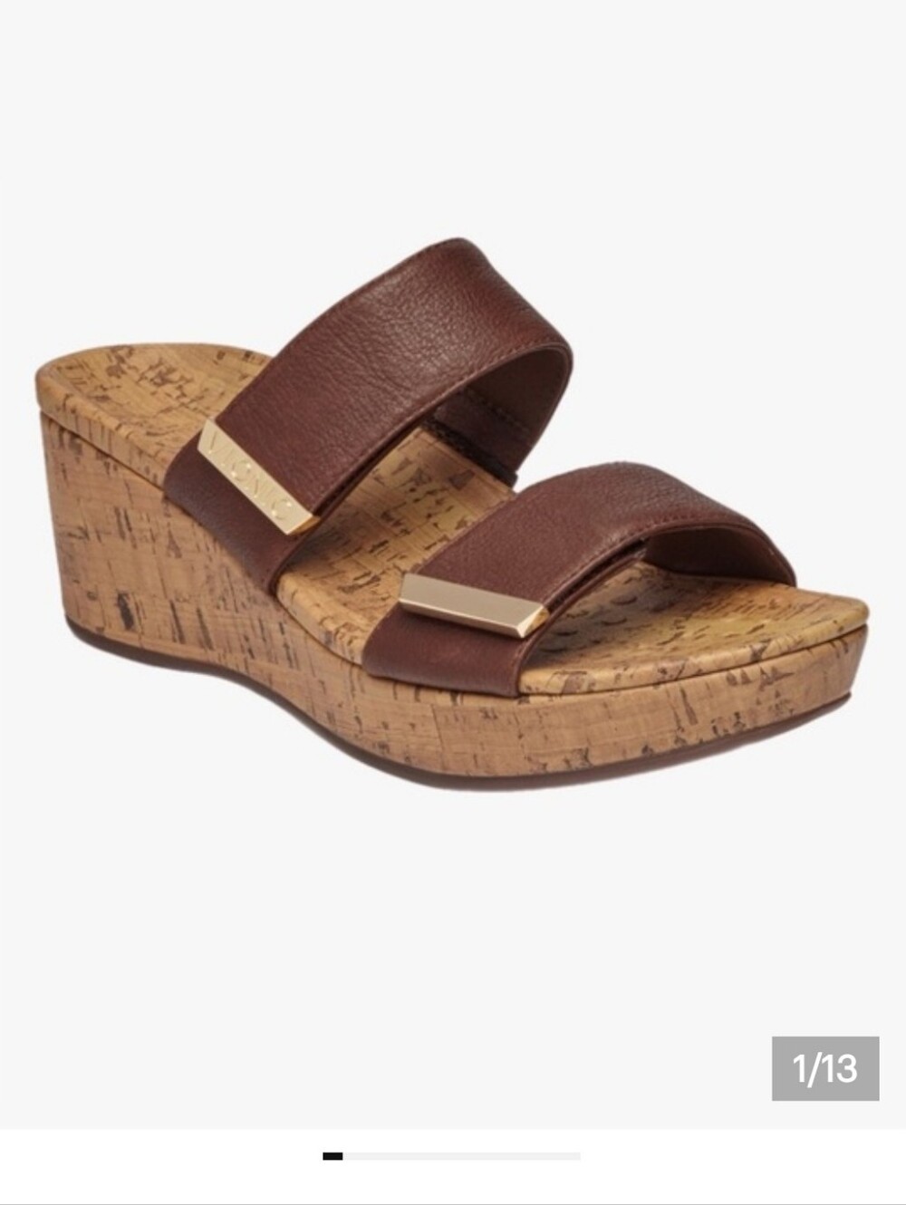 Vionic sz 10 Leather Wide Strap Cork Orthotic  Sandals